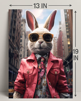 Stylish Rabbit In The City Poster