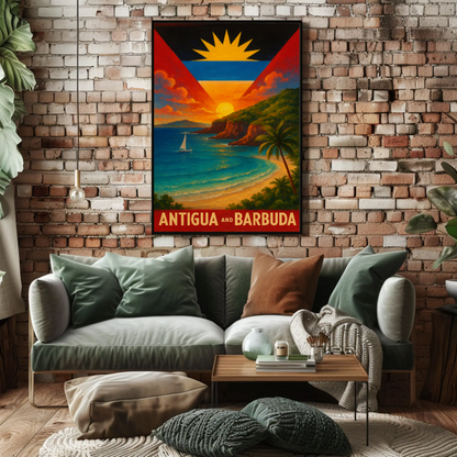 Tropical Paradise Antigua and Barbuda Travel Poster