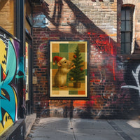 Festive Mouse and Christmas Tree Poster