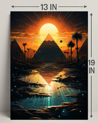 Sunset Over The Pyramids Poster