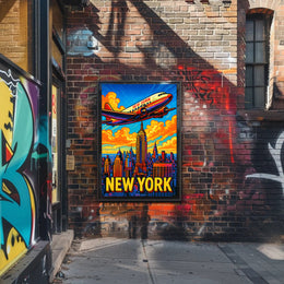 New York City Skyline Retro Poster PosterGoat