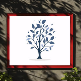 Minimalist Blue Tree Modern Art Poster