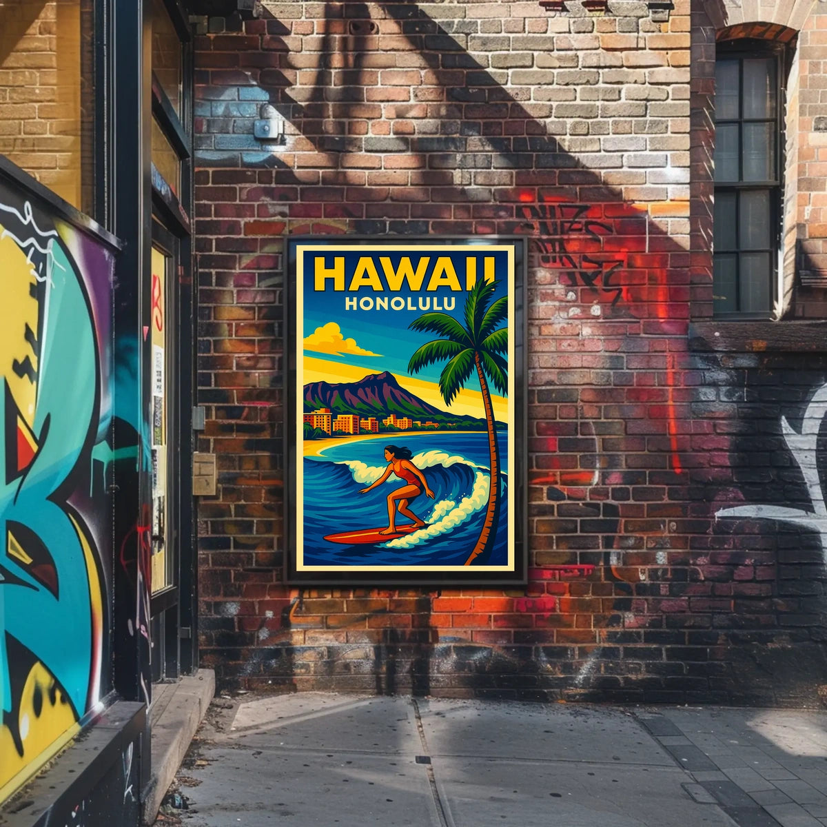 Surfing In Honolulu Poster