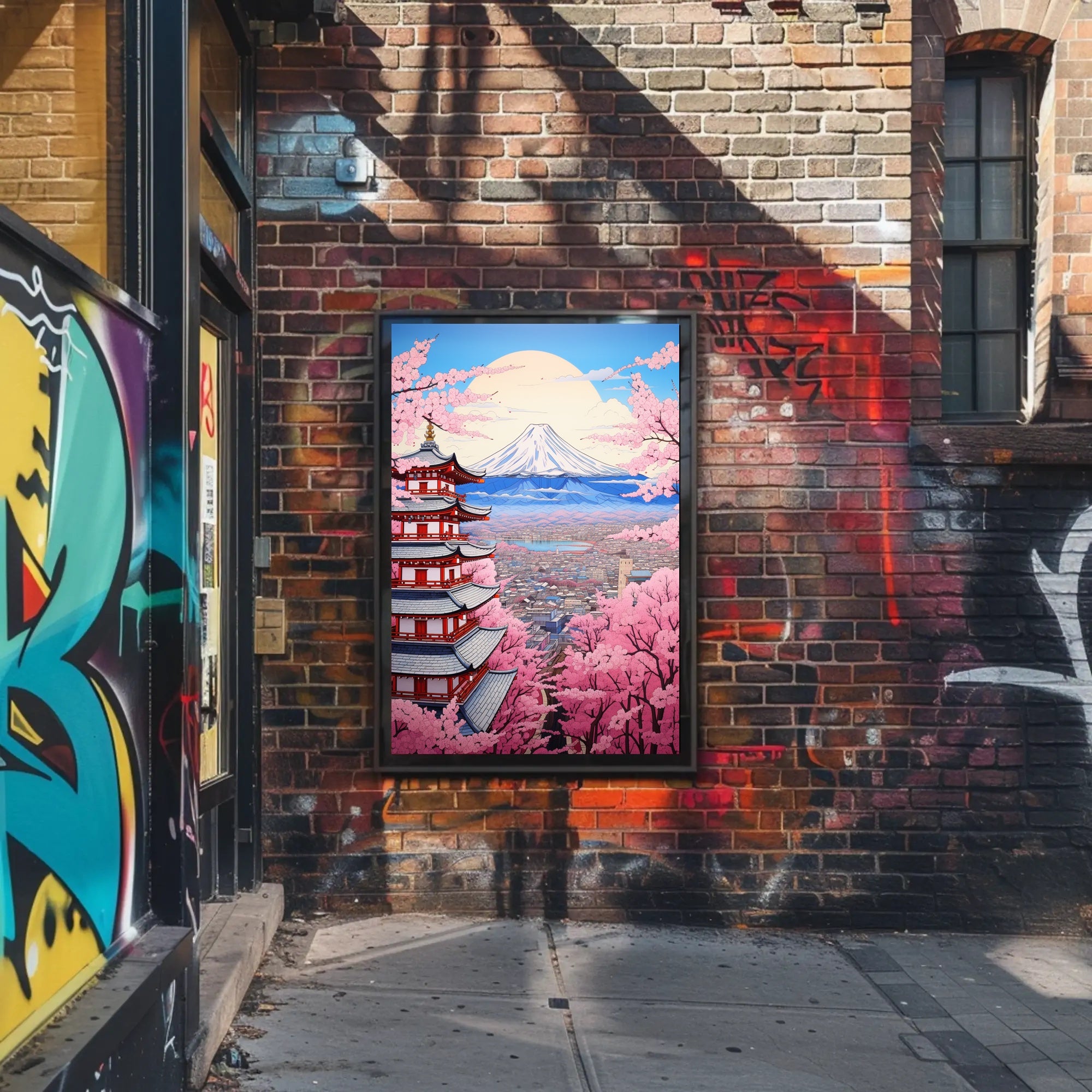 Cherry Blossoms And Pagoda Poster