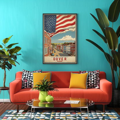 Dover Delaware Americana Main Street Vintage Travel Poster