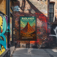 Badlands National Park Vintage Adventure Poster Print