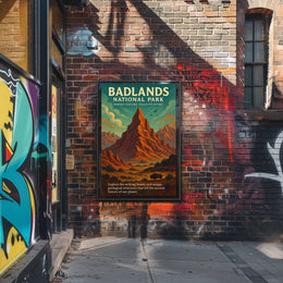 Badlands National Park Vintage Adventure Poster Print