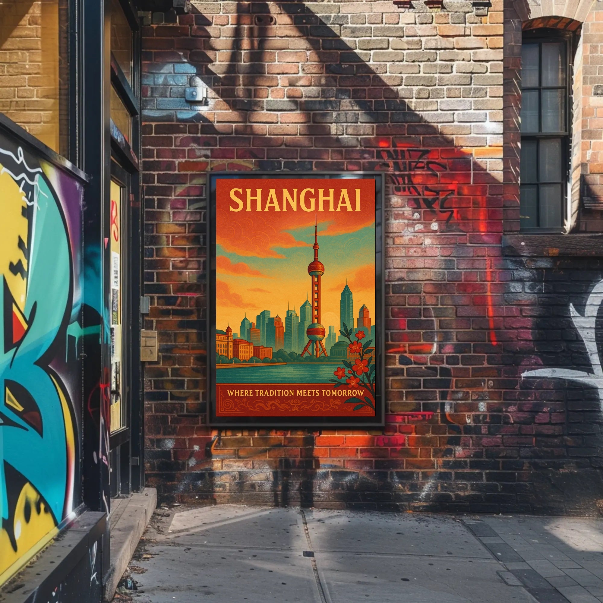 Shanghai Cityscape Illustrative Travel Poster