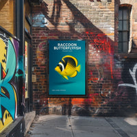 Raccoon Butterflyfish Hyper-realistic 3D Render Poster
