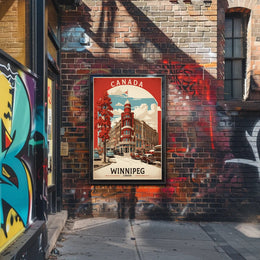 Vintage Winnipeg Landmark with Classic Cars Urban or Cityscape Poster