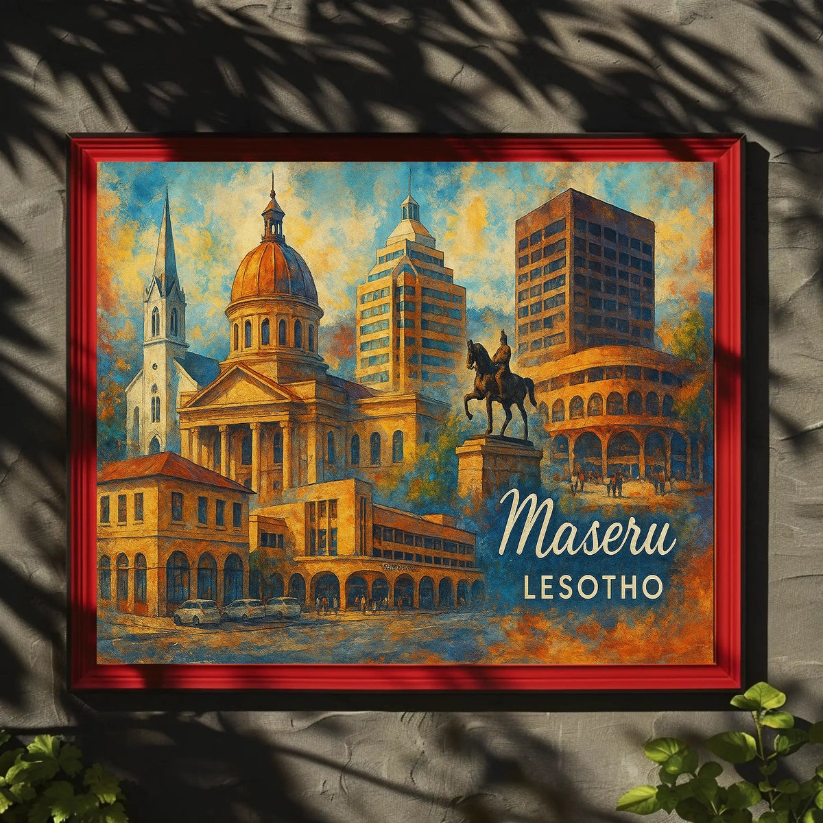Maseru Skyline Wanderlust Vibrant Cityscape Digital Poster