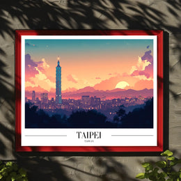 Taipei Skyline Sunset: Urban or Cityscape Poster