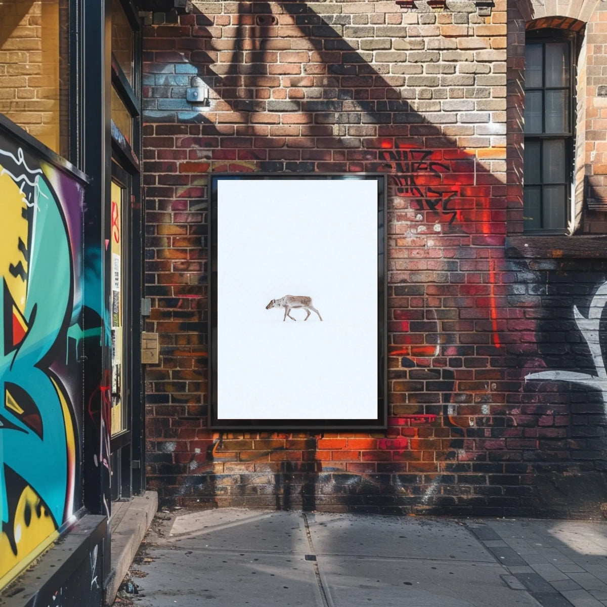 Solitary Reindeer In Snow Poster