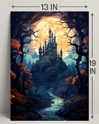 Enchanted Castle Under The Moon Poster