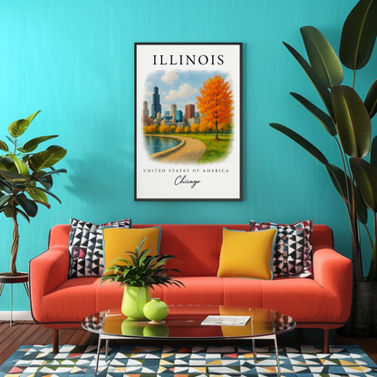 Illinois, Chicago Signature Series Vintage Travel Poster