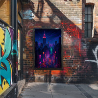 Neon New York Cityscape Night Glow Poster Modern Wall Art