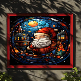Festive Stained Glass Santa Poster