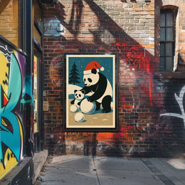 Pandas Winter Scene Poster
