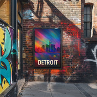 Vibrant Detroit Skyline Digital Painting Poster