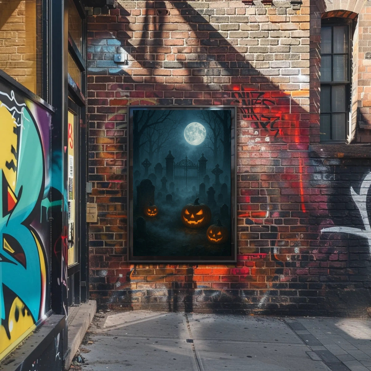 Haunted Graveyard Under The Full Moon Poster