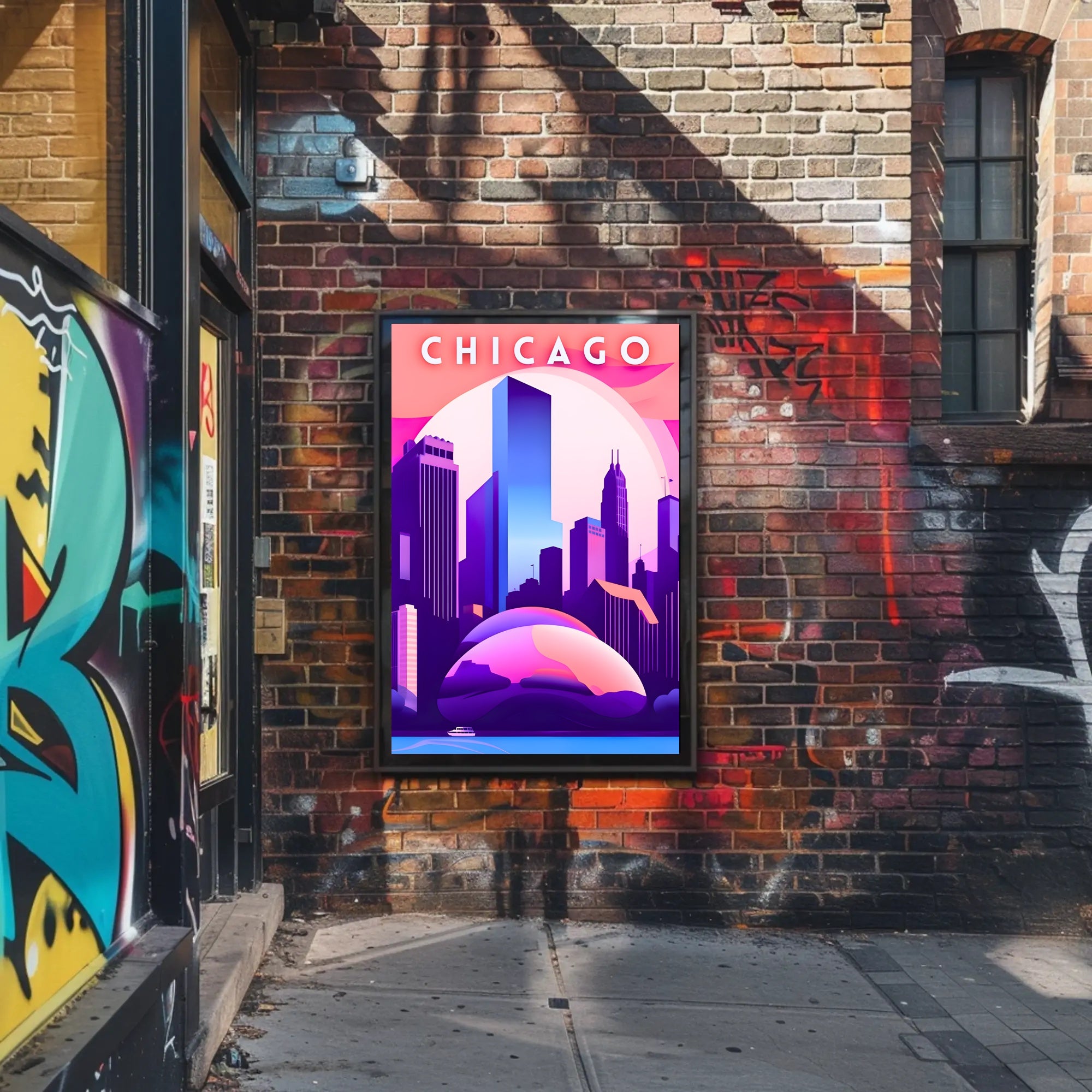 Chicago Skyline at Sunset: Urban Cityscape Poster