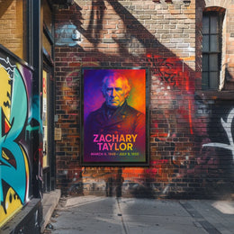 Zachary Taylor 12th President of the United States Neon Gradient Overlay Poster