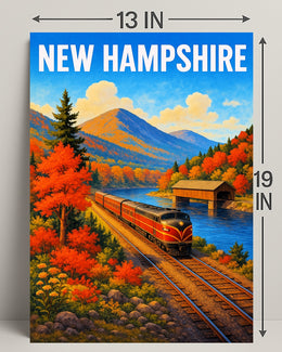 New Hampshire Autumn Train Journey Poster PosterGoat