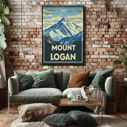 Mount Logan Snow Peak Vintage Travel Poster