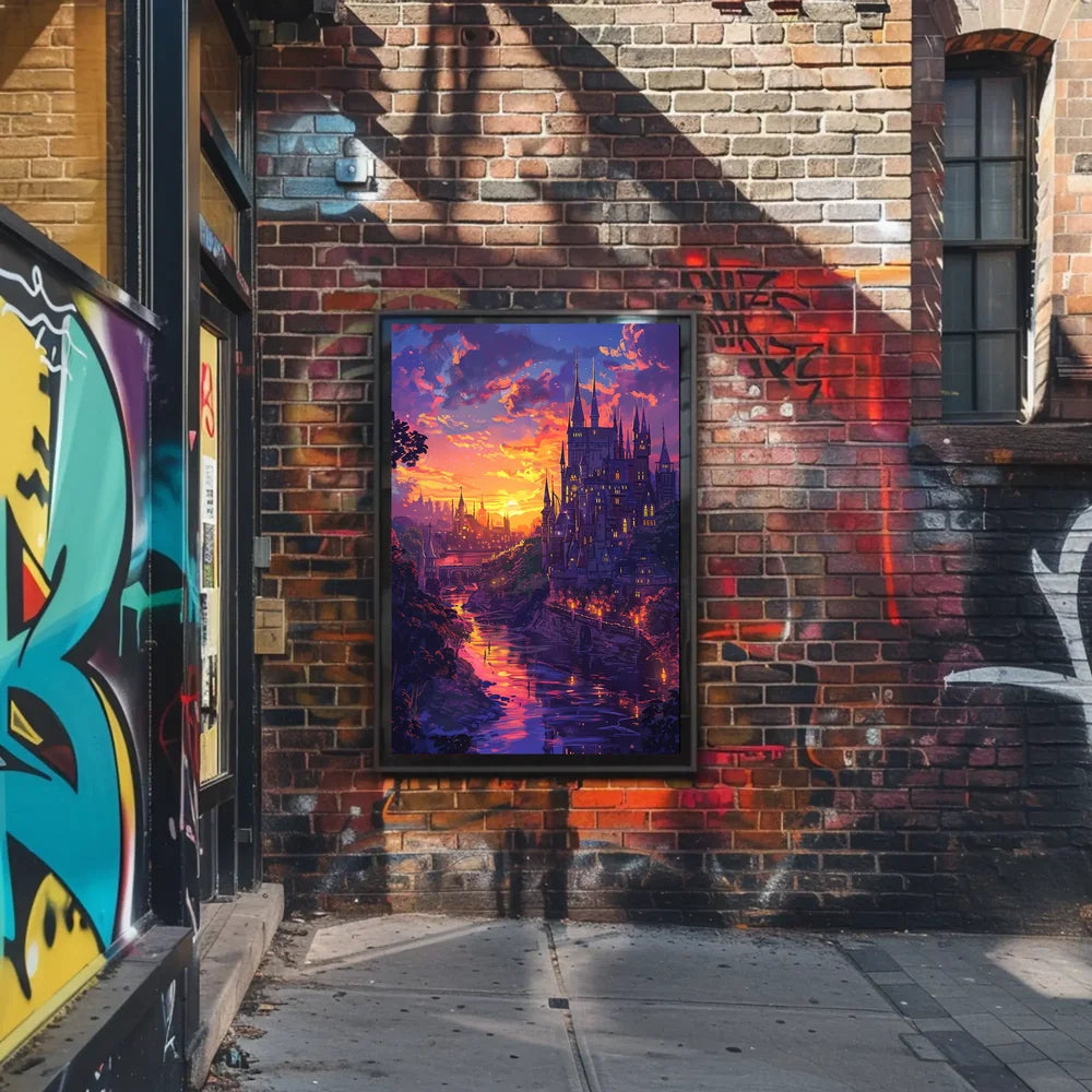 Enchanted Castle Fantasy Sunset Art Poster