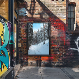 Serene Snowy Forest Pathway National Park Poster