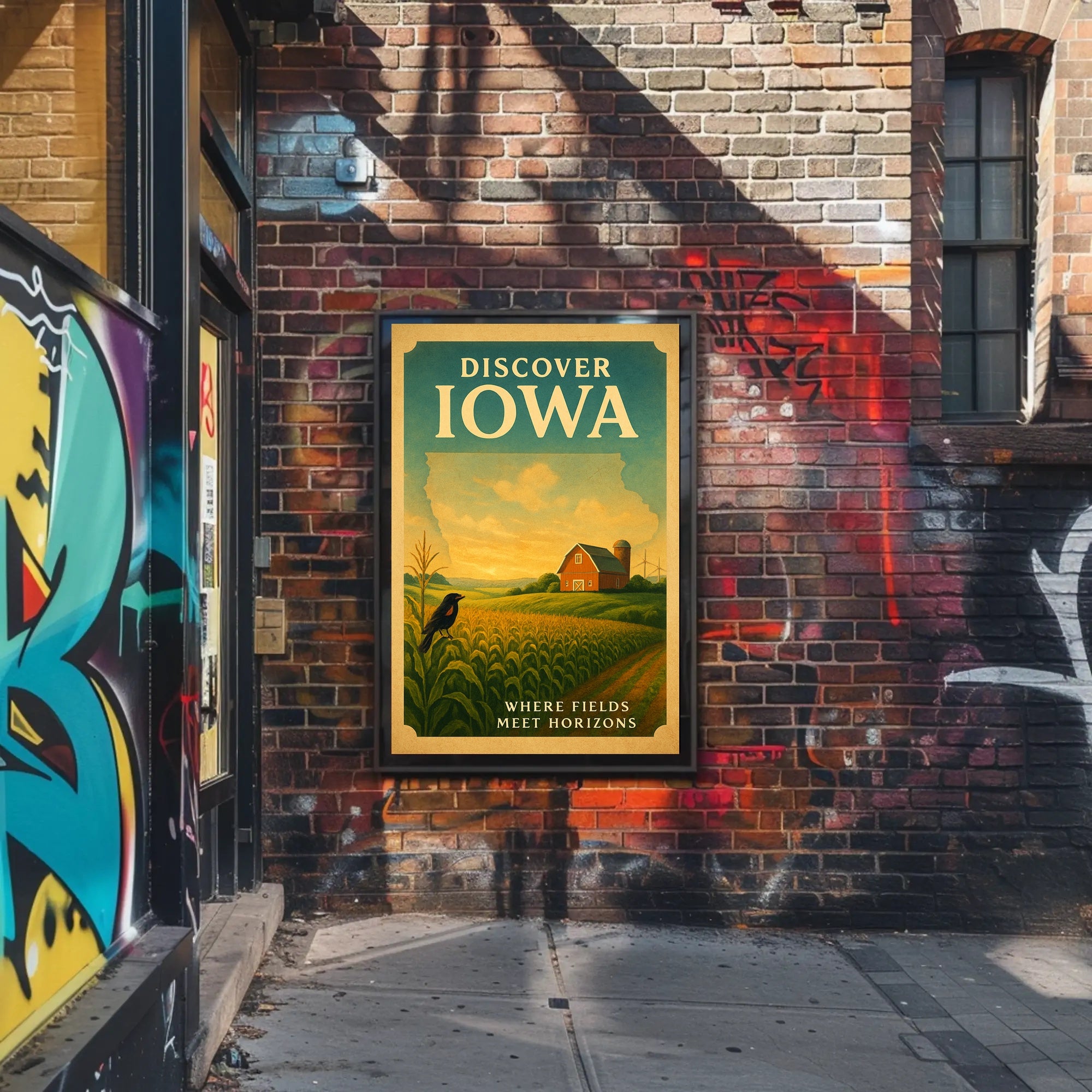 Iowa Countryside Vintage Travel Poster