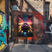 Sleek Sports Car Urban Escape Futuristic Sci-Fi Poster