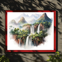 Majestic Waterfalls and Mountains Poster