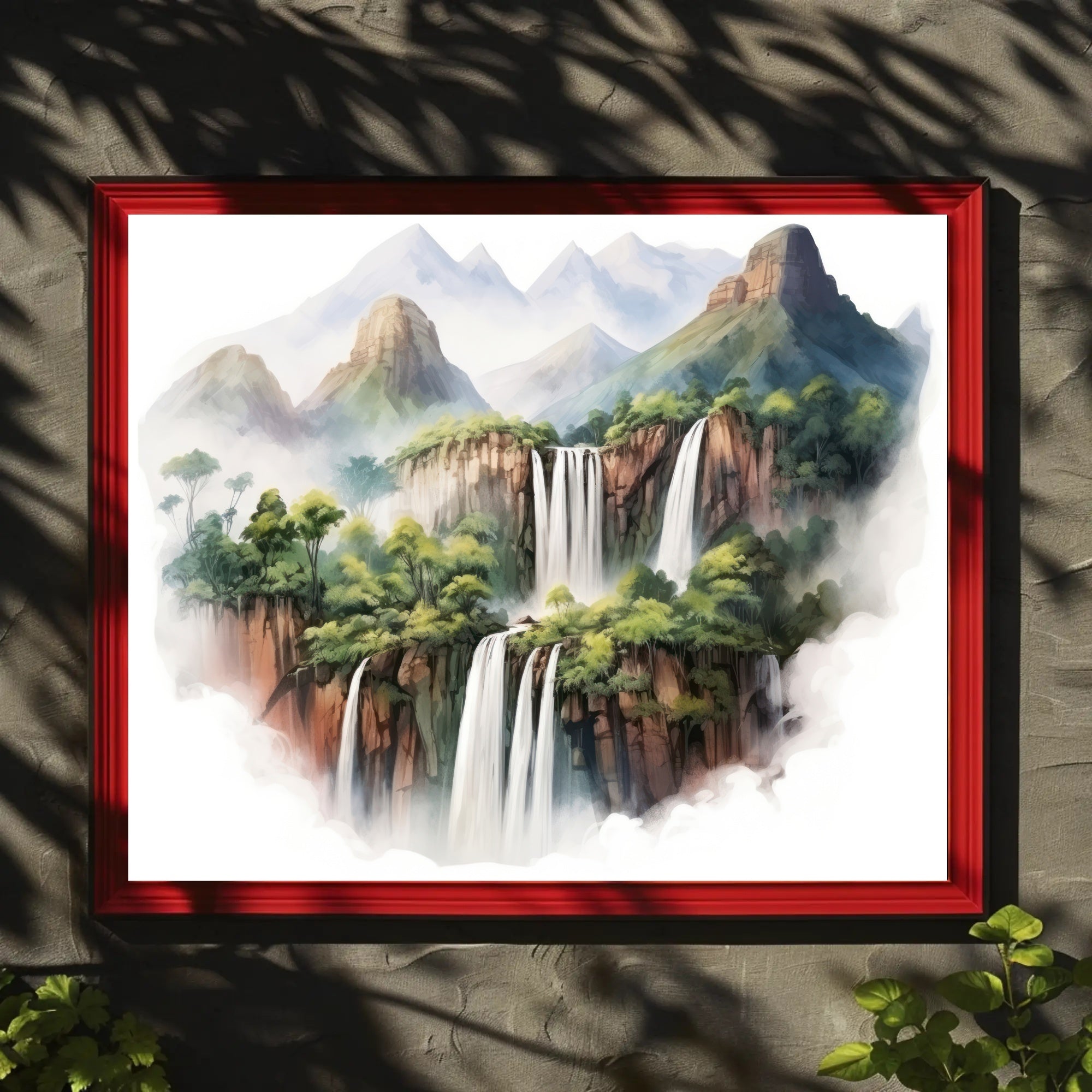 Majestic Waterfalls and Mountains Poster
