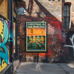 San Francisco Christmas Cityscape Festive Scenic Travel Lovers Home Decor Poster