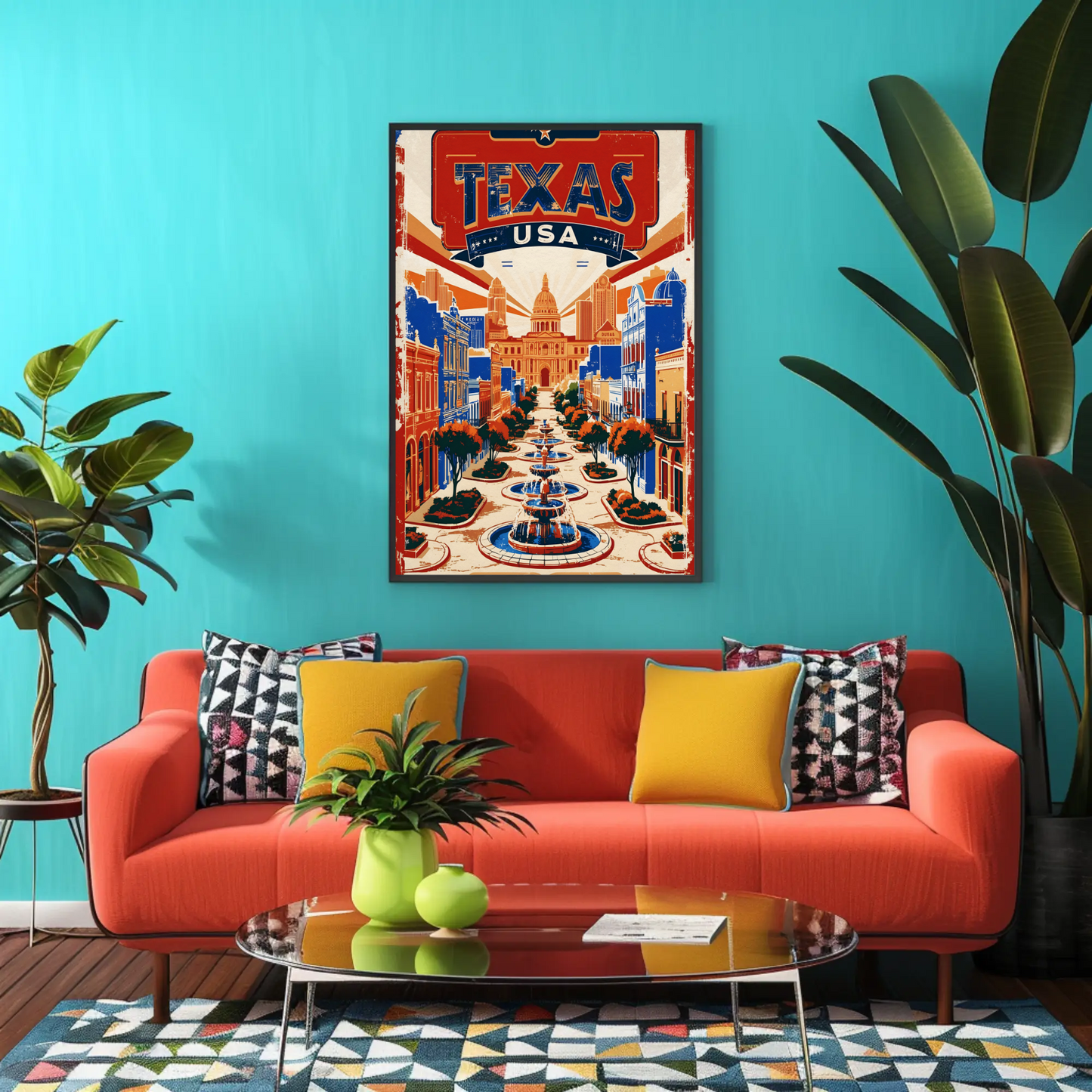 Texas USA Capitol Avenue Vintage Travel Poster