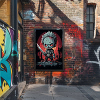 Cartoonish Menacing Zombie Character: Abstract Pop Culture Poster