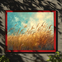 Golden Grass Tranquility: Serene Nature Landscape Poster