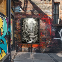 Ancient Jungle Pyramid Landscape Art: Cultural or Heritage Poster