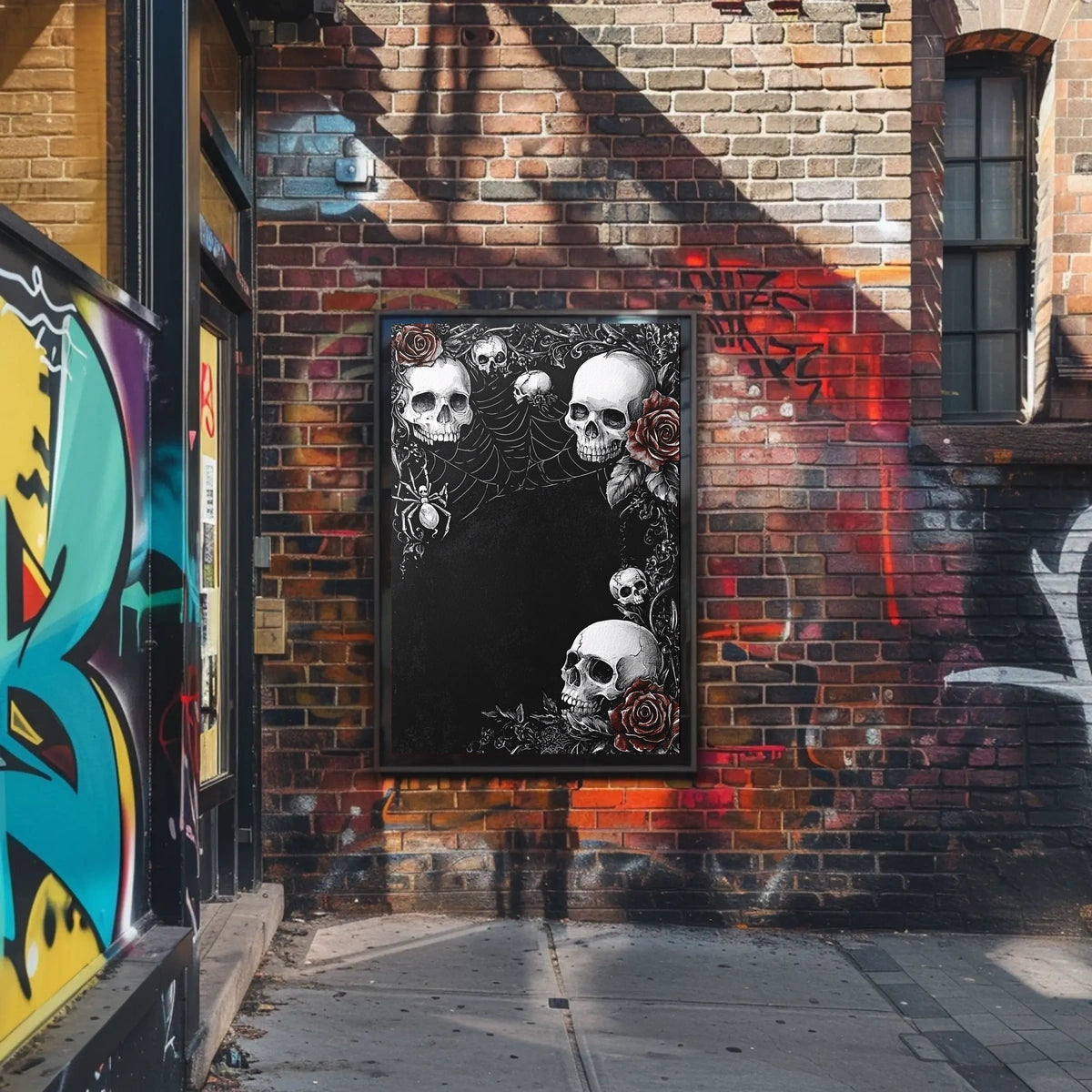 Gothic Skull and Roses Art Poster - Artistic Poster