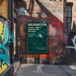Washington Landmarks Modern Travel Poster