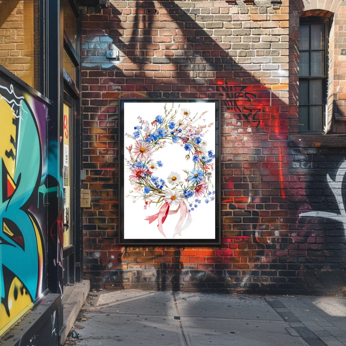 Vibrant Wreath Made Of Wildflowers Wall Decor Poster