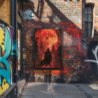 Eerie Urban Moonlit Silhouette - Fantasy or Mythology Poster PosterGoat