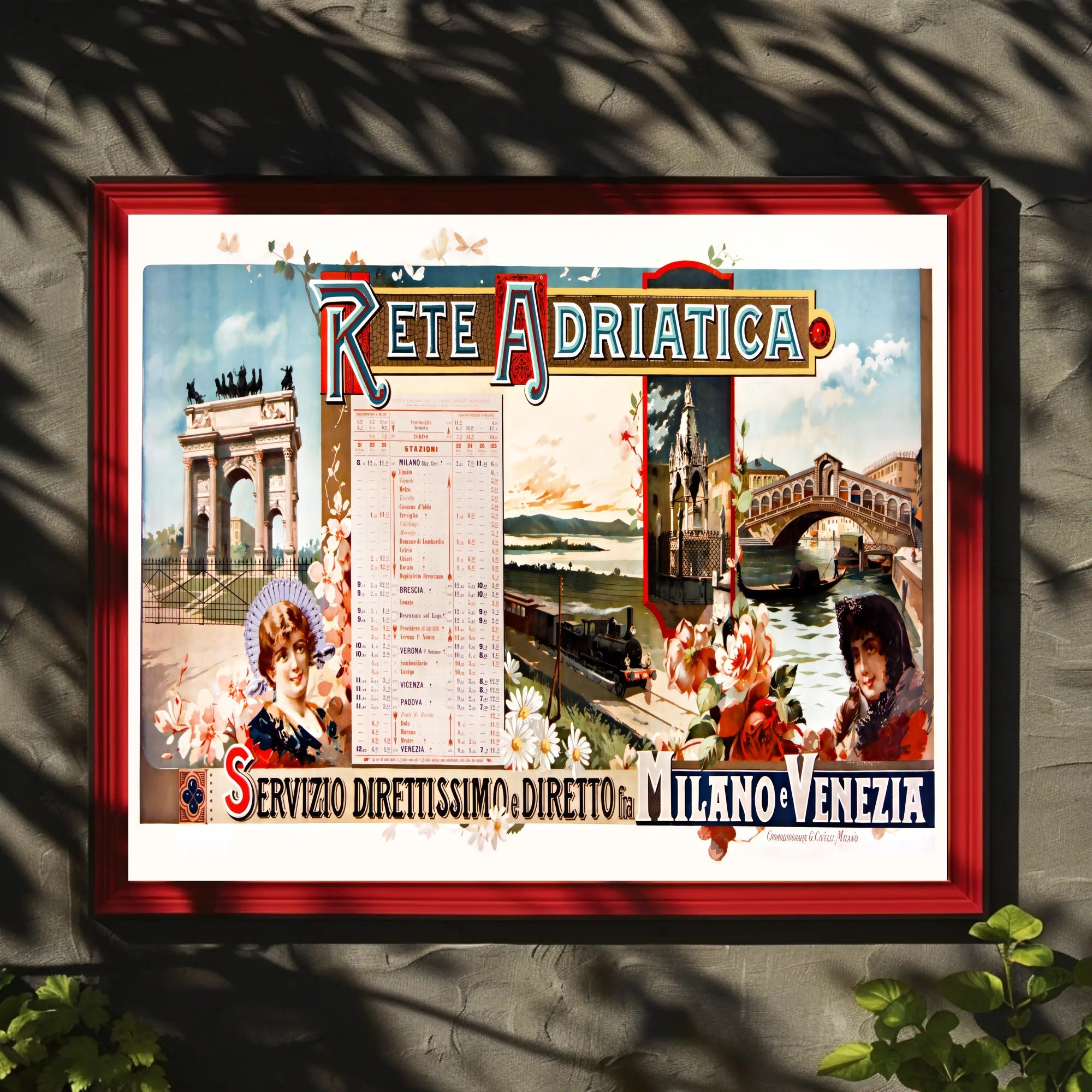 Vintage Romance in Milan-Venice Train Poster PosterGoat