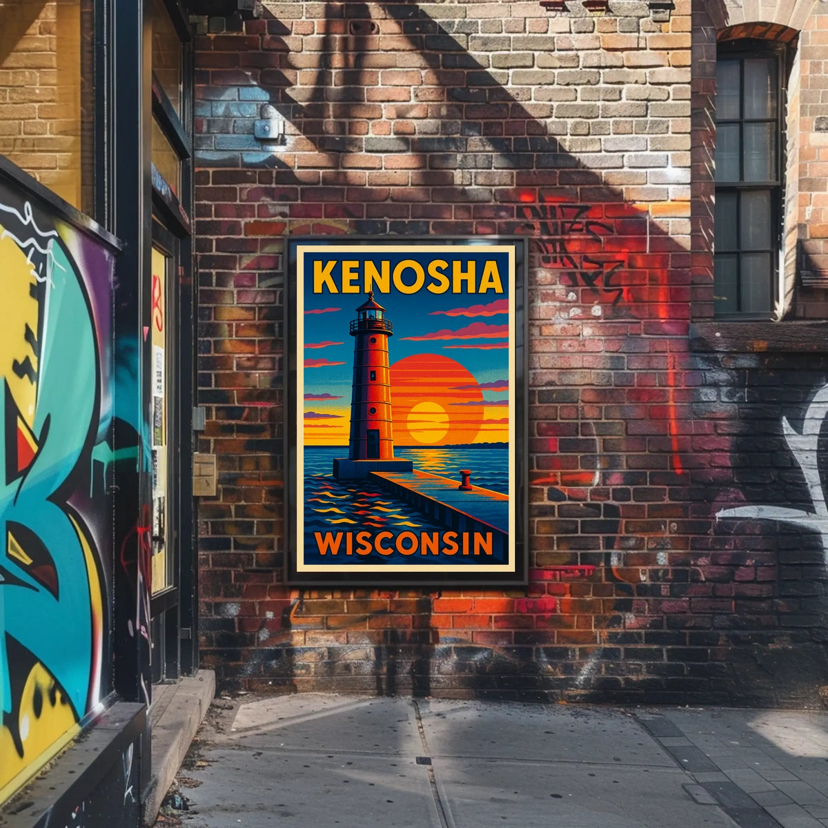 Kenosha Lighthouse at Sunset Poster