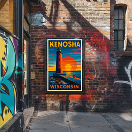 Kenosha Lighthouse at Sunset Poster