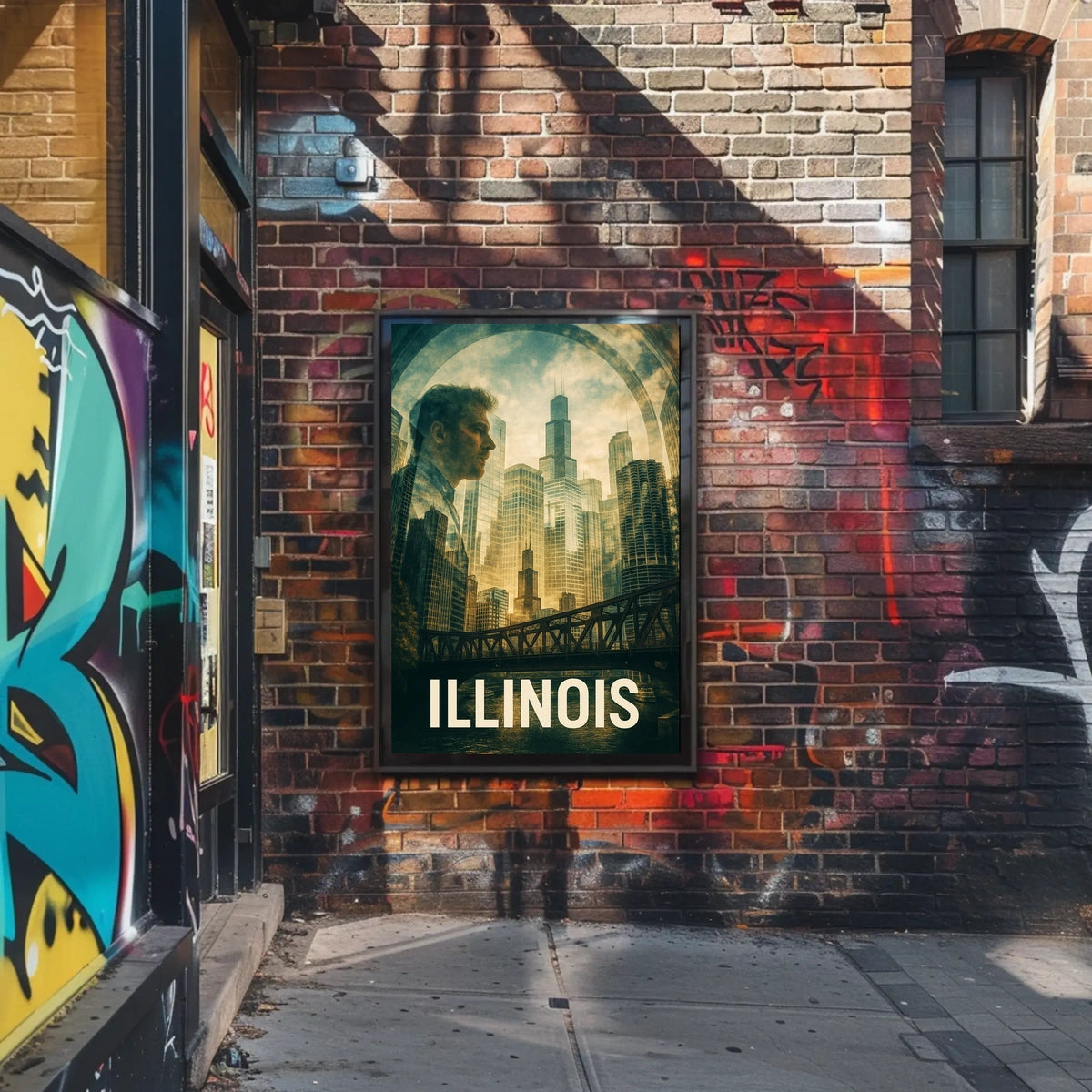 Illinois Skyline Reflection Poster