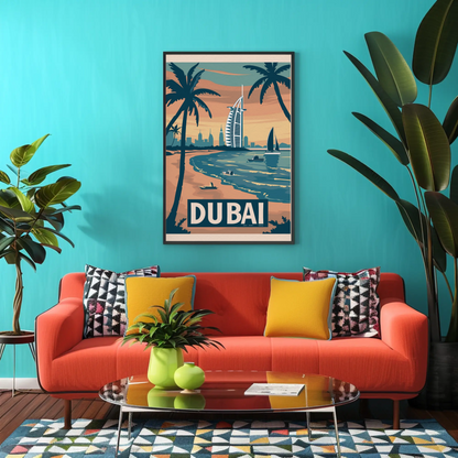 Dubai Beach Vintage Poster