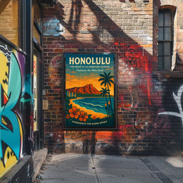 Honolulu Aloha Spirit Vintage Travel Poster Art