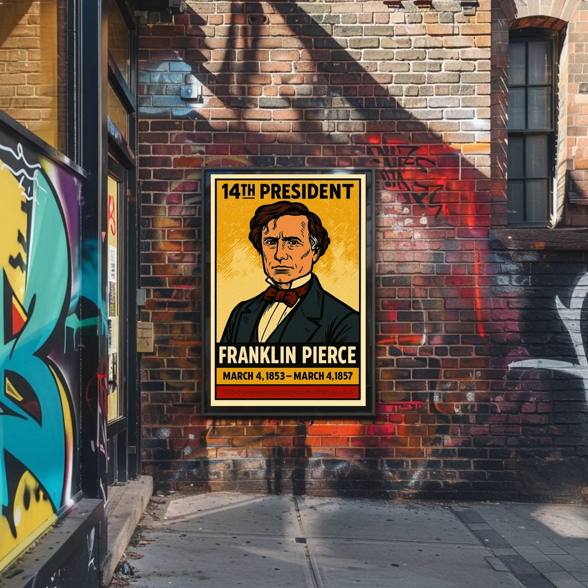 Franklin Pierce 14th President of the United States Inked Comic Style Poster